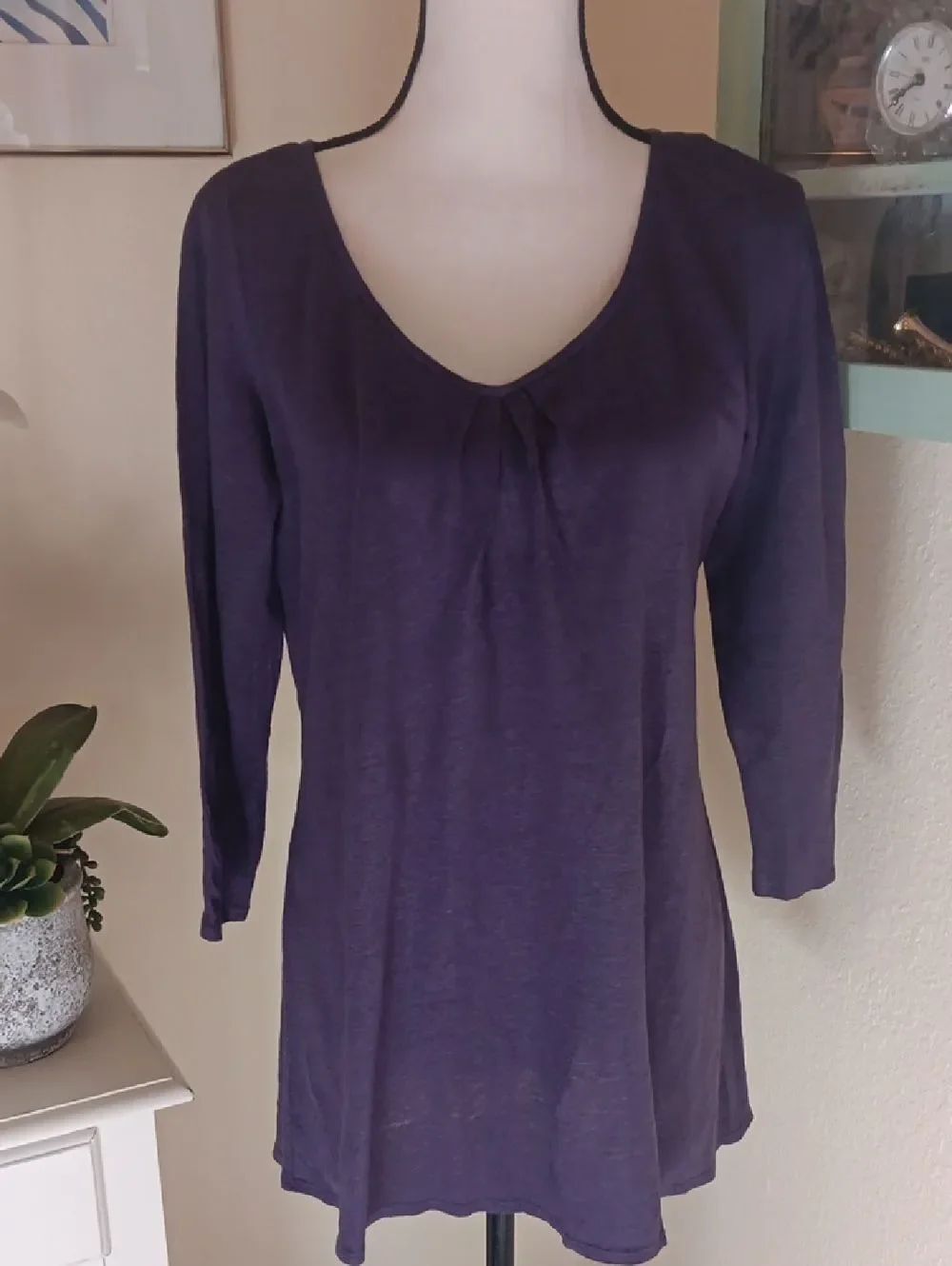Eileen Fisher Purple Linen Knit Top